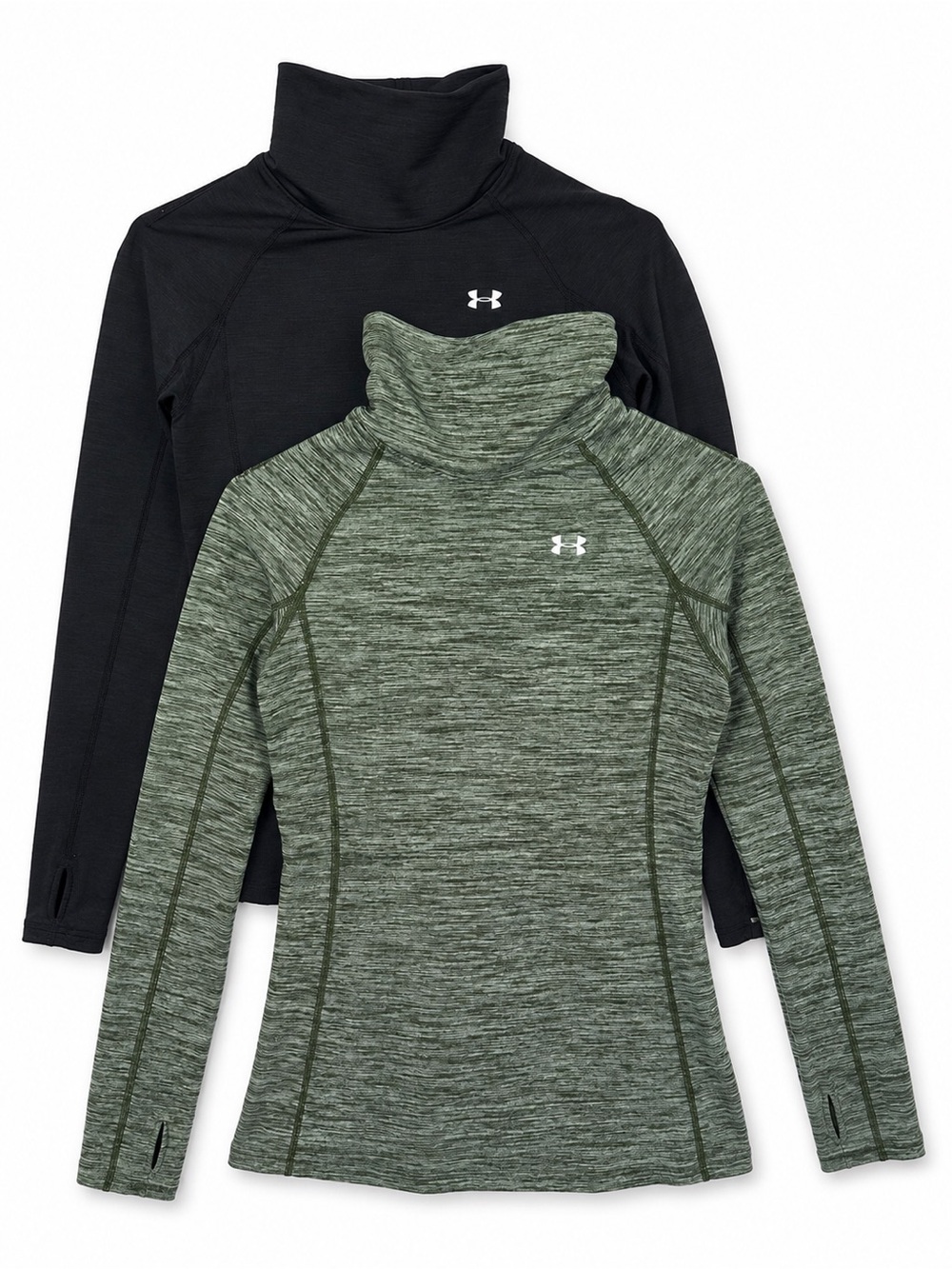 Under Armour Funnel Neck Black & Green Women's Long-Sleeve 2 Pack